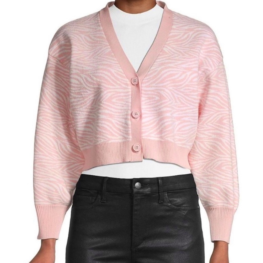 BCBGeneration Pink and white Cardigan with Zebra Pattern